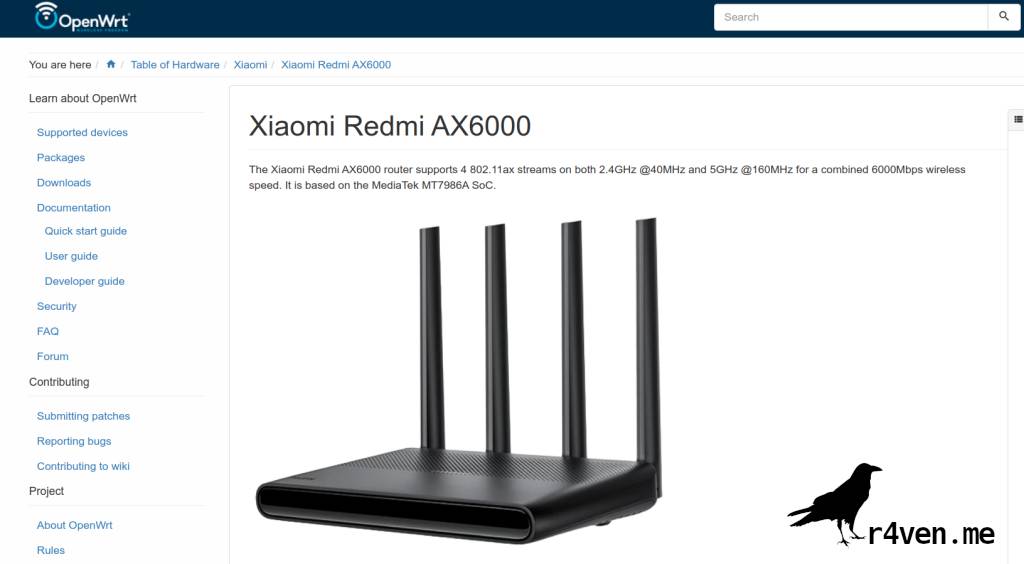 Пример установки OpenWrt на роутер Xiaomi Redmi AX6000 из под Linux 