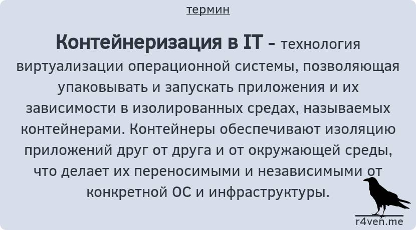 Контейнеризация — технология виртуализации на уровне ОС 