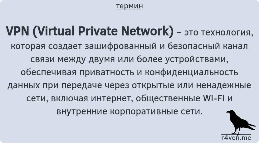 VPN — технология для обеспечения безопасного сетевого взаимодействия 