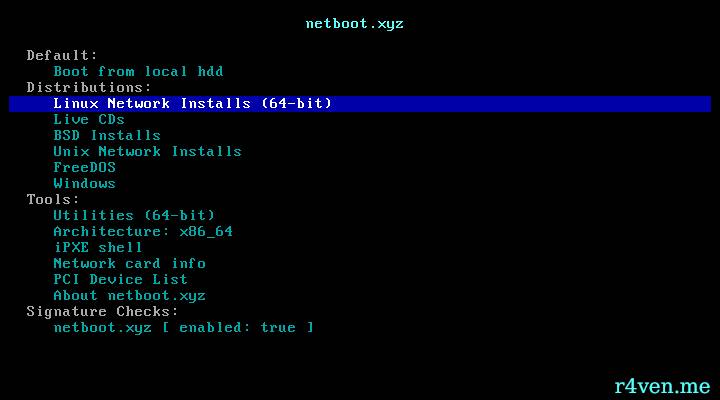 netboot.xyz — Установка Linux онлайн с USB флешки 