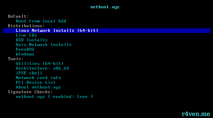 netboot.xyz - Установка Linux онлайн с USB флешки