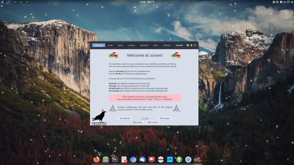Xsnow - падающий снег на вашем рабочем столе Linux
